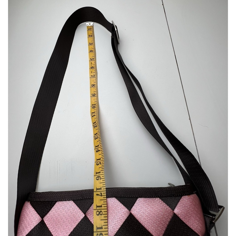 MAGGIE BAGS Genuine Seat Belt Webbing Shoulder Bag Brown/Pink Adjustable Strap - Picture 5 of 11